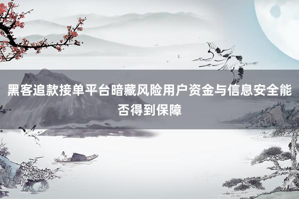 黑客追款接单平台暗藏风险用户资金与信息安全能否得到保障
